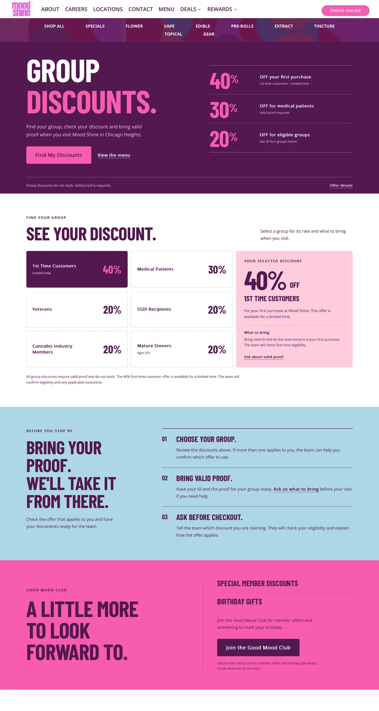 Mood Shine website design